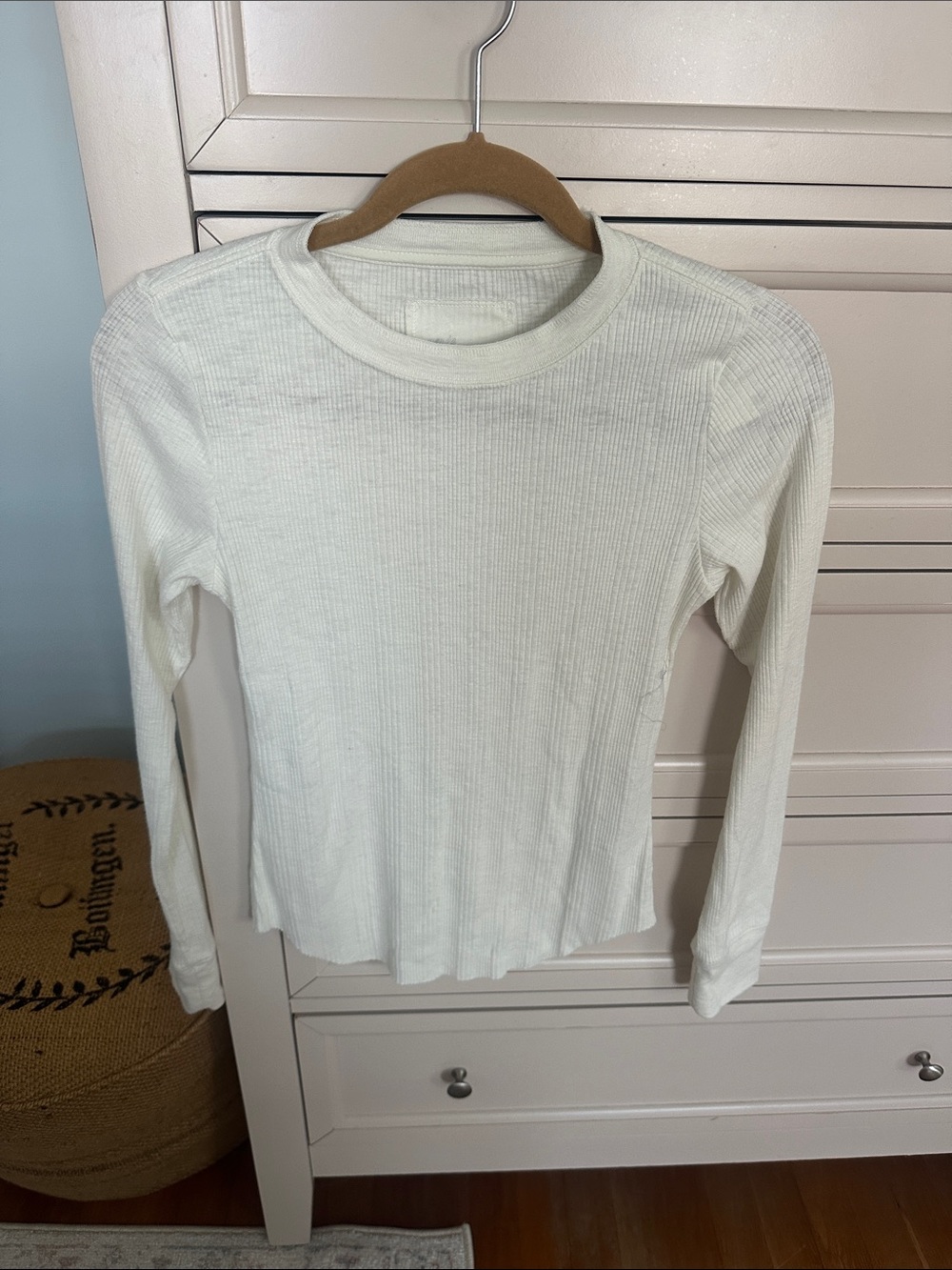 BNWT Aerie Ribbed Long Sleeve Crewneck Top - Ivory